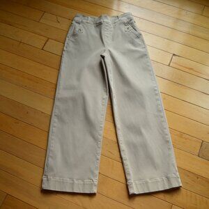 SPANX Womens Size S Bone Stretch Twill Cropped Wide Leg Pull On Pant